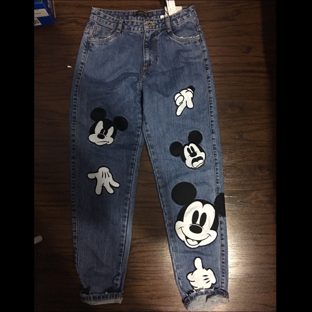 Zara mickey mouse jeans size US 2